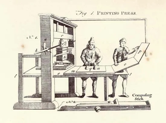 Vintage printing press illustration